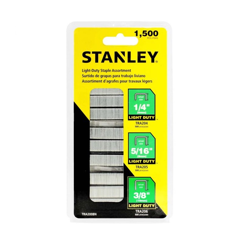 Grapas surtidas uso Ligero 1500 piezas TRA200BN Stanley