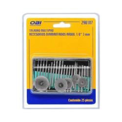 Juego puntas diamantadas para mototool 1/8″ 25 piezas 290107 OBI
