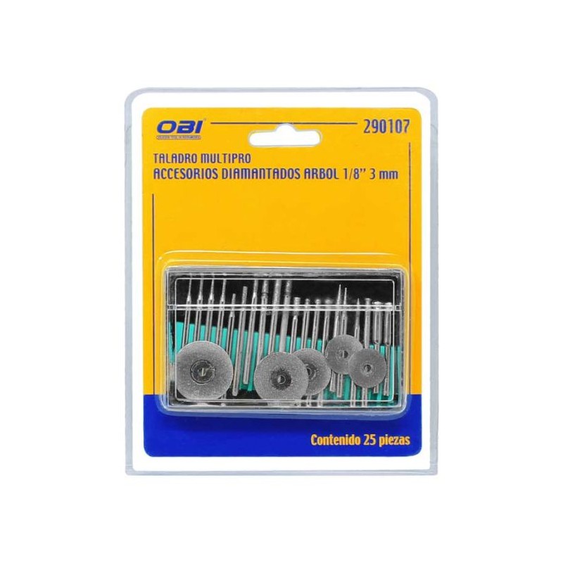 Juego puntas diamantadas para mototool 1/8″ 25 piezas 290107 OBI